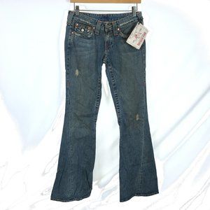 NWT Womens Size 27 True Religion Medium Vintage Wash Joey Flare Jeans